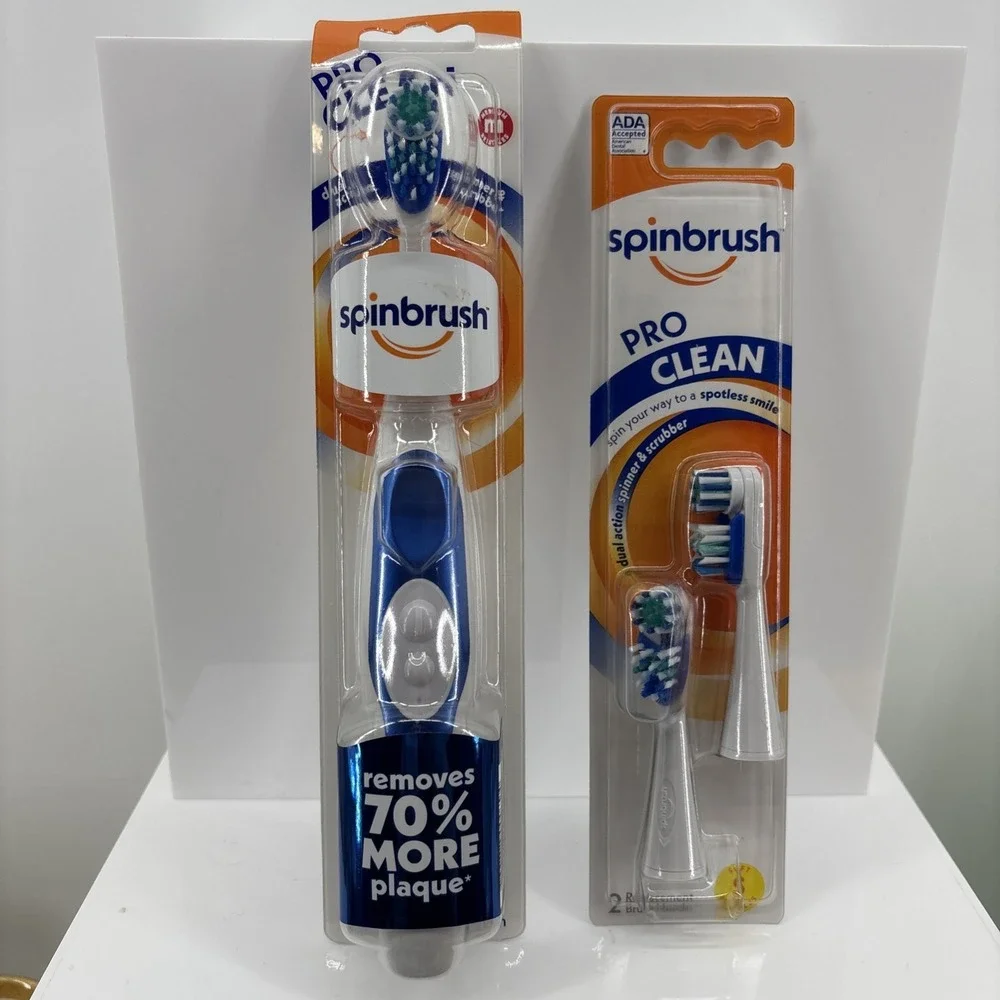 Spinbrush Pro Clean Powered Toothbrush + 2 Replacement Heads Lot New Sealed - Picture 1 of 9